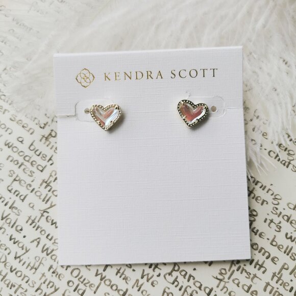 Kendra Scott Jewelry - Kendra Scott Ari Heart Dichroic Glass Gold Stud Earrings